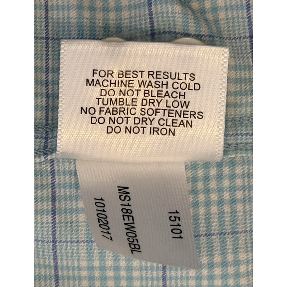 Peter Millar Summer Comfort Men's L Long Sleeve Turquoise Plaid Button Up Shirt - Picture 9 of 9